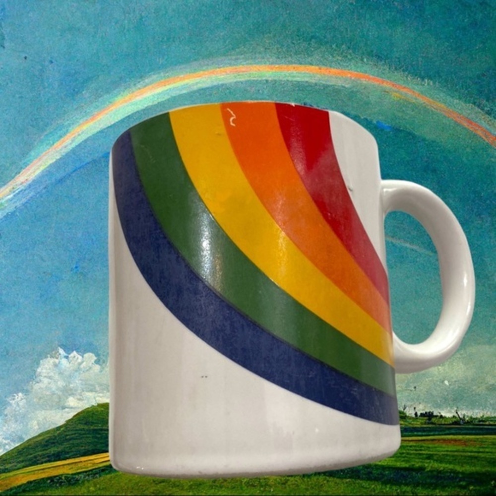 Vintage FTD Rainbow Coffee Mug Made in Korea Retro 1980s Mug